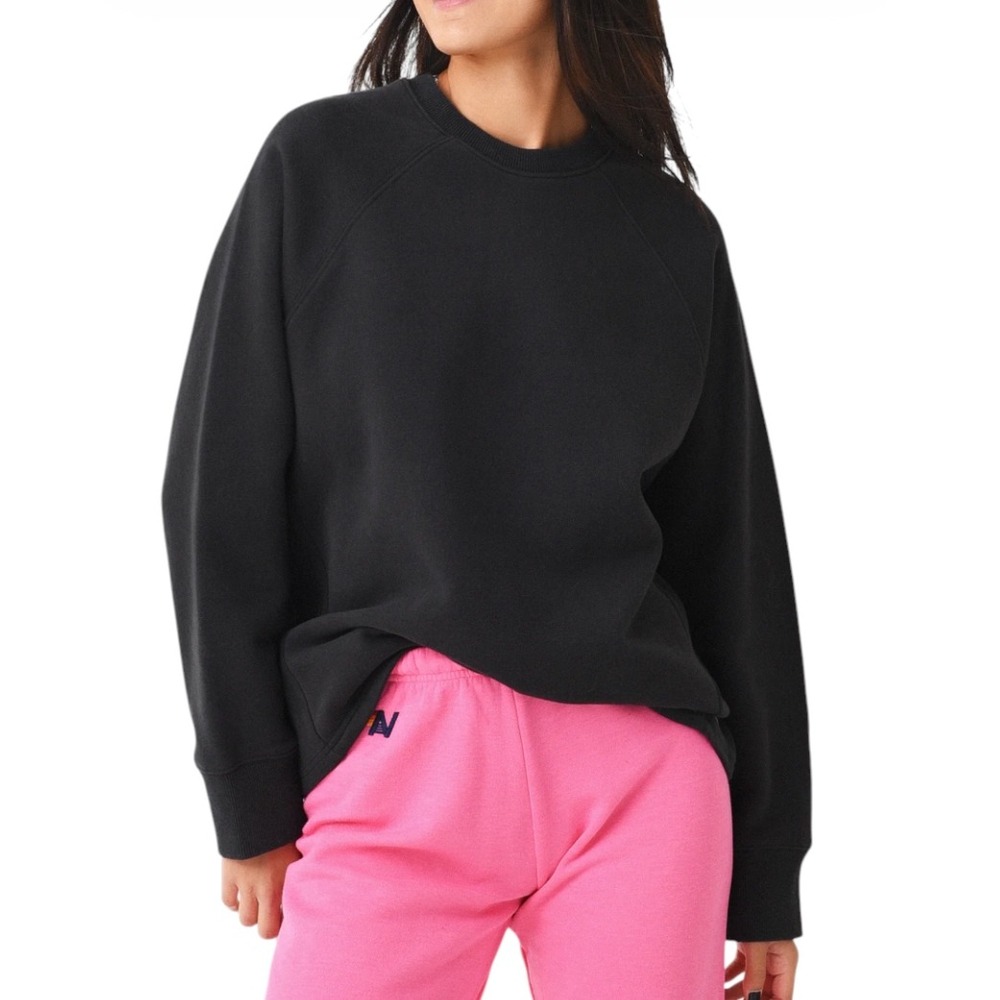 NWT Vuori Restore Oversized Crew WASHED BLACK SWEATSHIRT TOP Organic Cotton SZ S